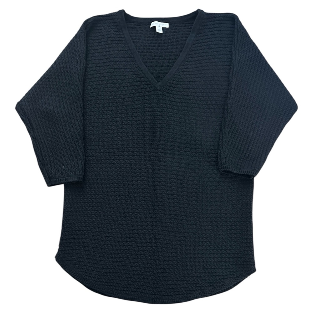 NY & Company | Black V-neck Knit Sweater with 3/4 Length Sleeves | Size L | EUC